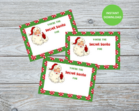 printable secret santa game templates drawing cards