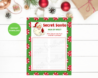 printable secret santa sign up sheet pdf template