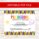 editable preschool graduation certificate template printable preschool diploma personalized pre k certificate of completion