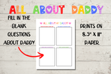 all about my daddy questions worksheet for preschool or kindergarten drawing page