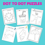 printable summer activity worksheets, summer connect the dots, summer dot to dot pages printable pdf