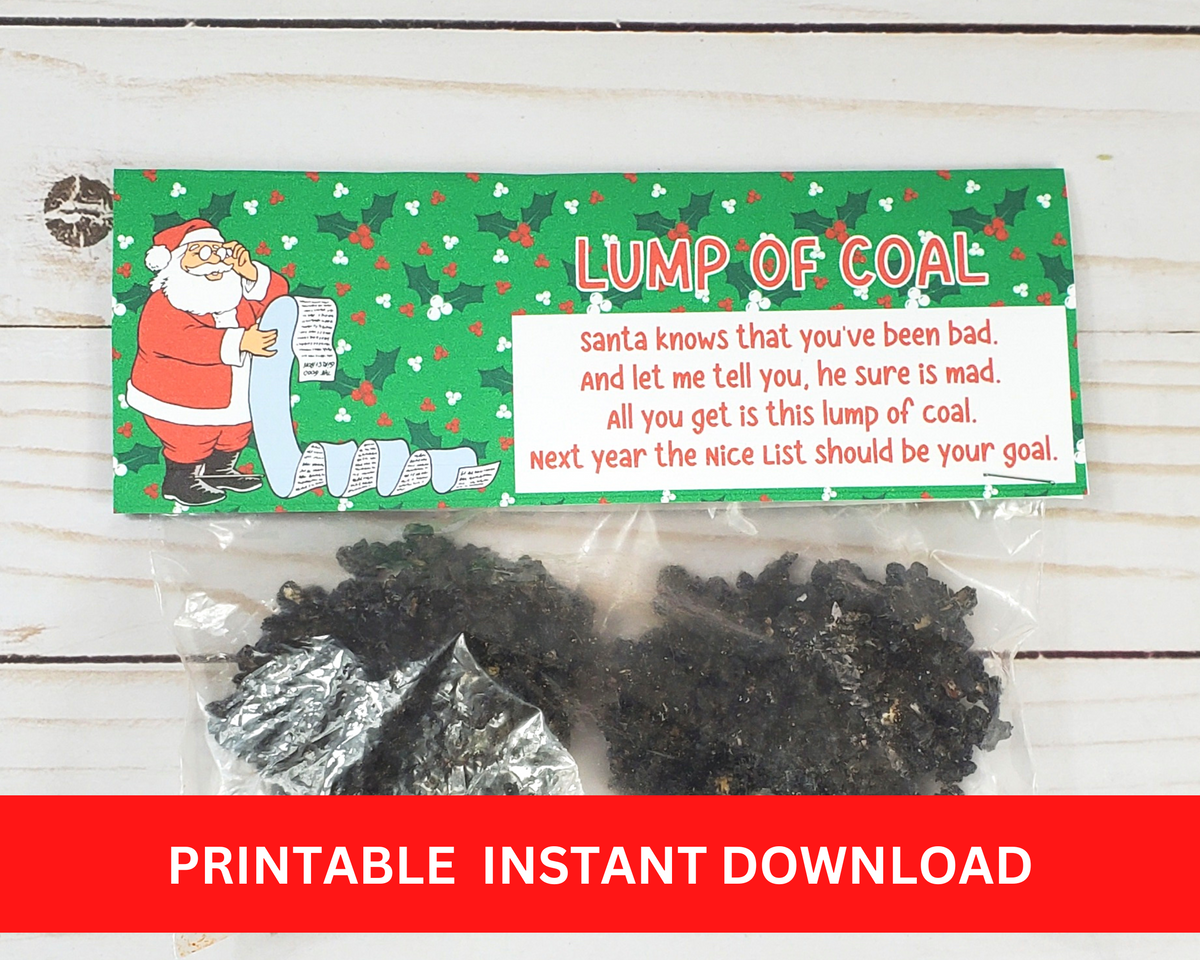 Printable Lump Of Coal Bag Toppers For Christmas Treat Bags – Cassie ...