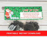 printable lump of coal bag toppers pdf for naughty kids with poem