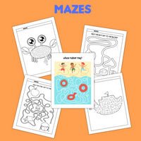 printable summer activity pages, summer maze worksheets for kids