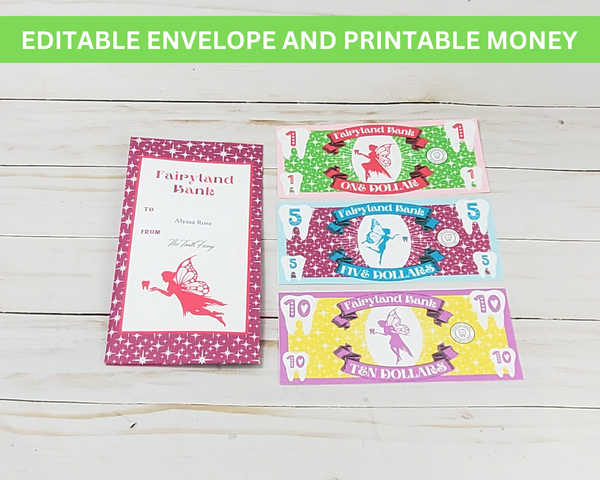 editable tooth fairy envelope and play money printable pdf
