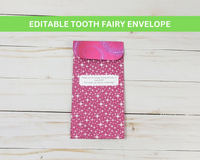 Editable tooth fairy envelope for kids first tooth, apology, printable pdf