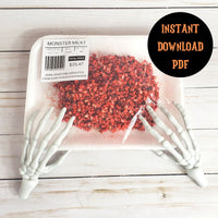 printable fake meat stickers for halloween prank