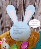 Editable Easter Bunny letter template blue bunny ears