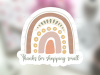 shop small sticker, boho rainbow thank you stickers small business branding kit