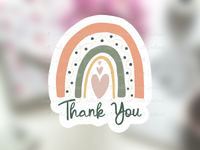 Printable Boho Rainbow Thank You Sticker PNG, Customer stickers, small business Thank yous, boho baby shower thank you stickers, boho wedding thank you stickers terracotta rainbow