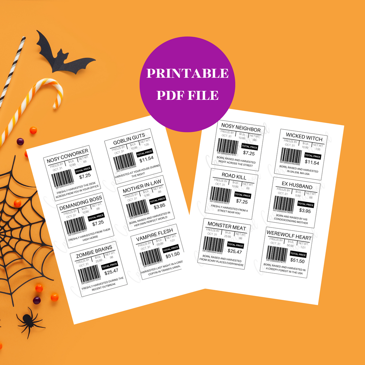 12 Funny Printable Fake Raw Meat Rice Krispies Labels For Halloween ...