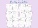 Monthly goal setting sheets printable pdf, monthly goal planning worksheets, monthly goal planner