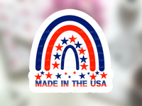 Made In USA Stickers PNG, Printable Packing Sticker, USA Flag Sticker, Patriotic Stickers, Order Stickers, Packaging Supplies Red White Blue