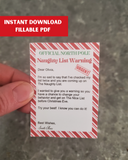Editable naughty list warning letter from Santa Claus printable pdf