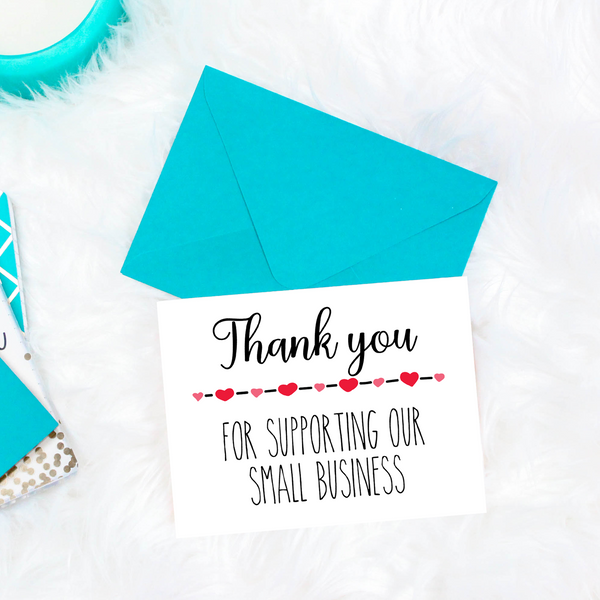 Printable thank you for supporting our small business cards, small business greeting cards, small business thank you cards