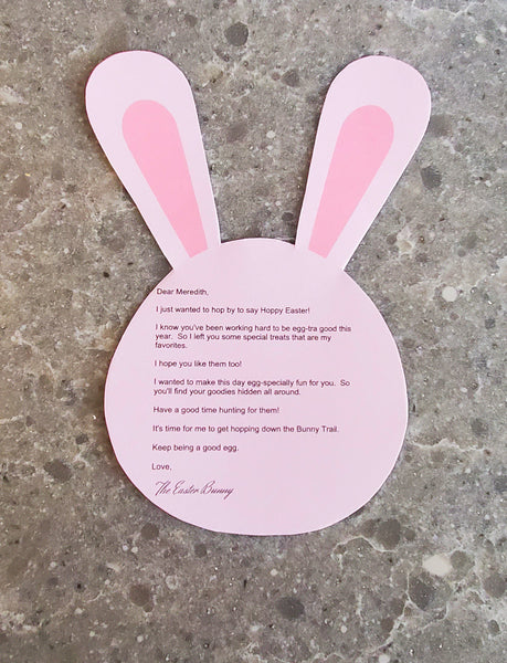 pink bunny shaped Easter bunny letter