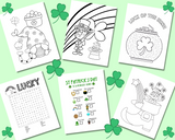 Printable St. Patricks Day coloring pages and activity sheets for kids. leprechaun coloring pages, pot of gold coloring pages, rainbow coloring pages