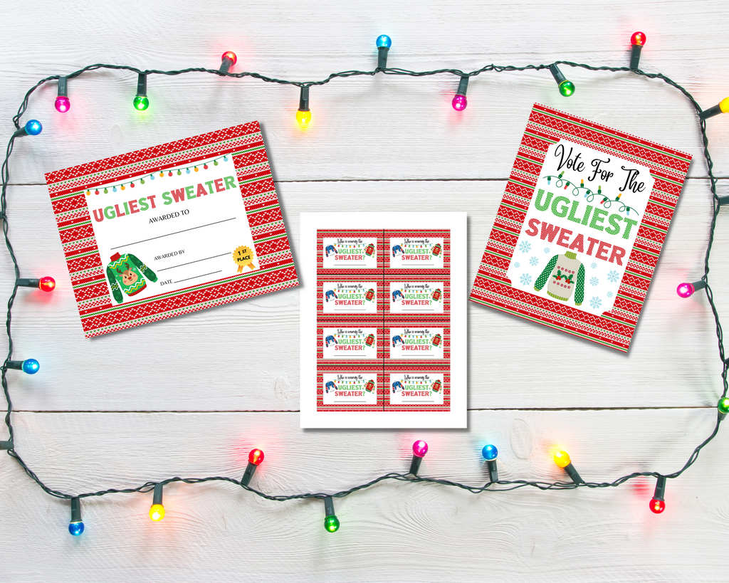 Printable Ugly Sweater Award, Voting Cards, and Sign – Cassie Smallwood