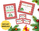 ugly christmas sweater award certificate, ugliest christmas sweater contest, ugly christmas sweater game baby shower