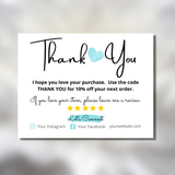 turquoise small business thank you card printable Canva template bundle, leave a review postcard