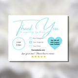 Thank you for supporting my dream small business thank you card, Customer discount card boutique, leave a review card Canva template editable