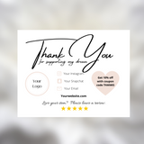 Printable thank you for supporting my dream card, neutral thank you card small business branding kit, boutique thank you card bundle, Etsy packaging supplies