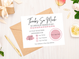 Thank you cards DIY Printable For Small Business, Blush pink Etsy thank you cards, customer thank you cards, thank you for supporting my handmade business card