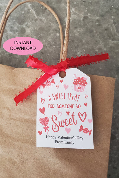 Editable printable Valentine tags for sweets and Valentine treat bag tags