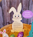 Easter Bunny letter printable customized