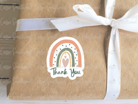 boho bridal shower thank you stickers printable, script stickers, muted rainbow stickers, cute packaging ideas, etsy packaging ideas, neutral rainbow thank you stickers