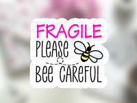 Pink Fragile stickers for shipping, small business stickers, printable fragile stickers, bee pun stickers, cricut stickers small business