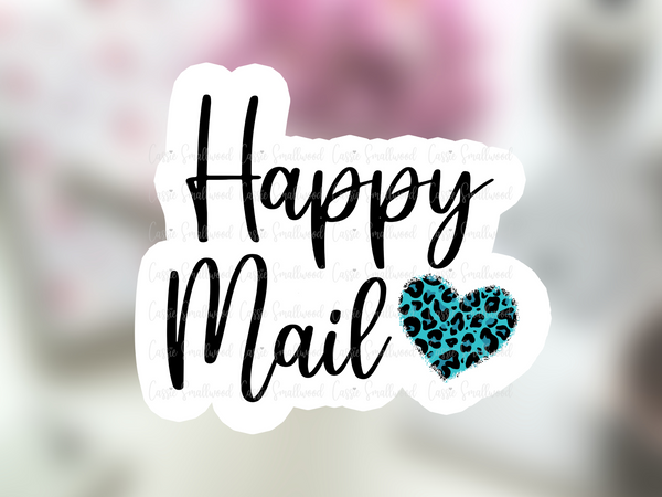 Etsy packaging stickers, Etsy shipping stickers, Happy Mail labels, turquoise small business labels