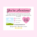 You're awesome business thank you note template