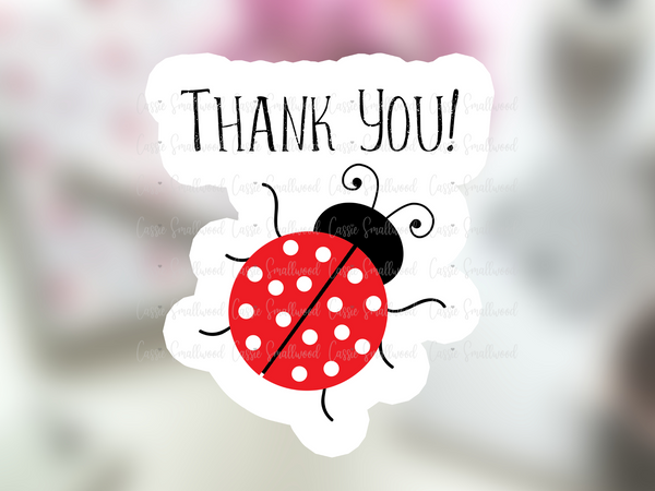printable ladybug thank you stickers, ladybug stickers, ladybug labels, ladybug packaging ideas, ladybug printables, ladybug shipping labels, ladybug packaging sticker