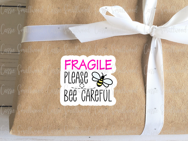 Pink Fragile Sticker Printable Pink Fragile Stickers For Shipping With Bee Pun, Handle With ...