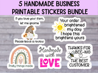 handmade business printable stickers bundle, small business printables kit, Etsy product packaging bundle, Etsy shop stickers product packaging