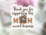 Mom owned business thank you sticker printable leopard print small business thank you stickers PNG for Cricut or Avery labels