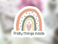 pretty things inside stickers printable png cricut, small business packaging stickers bundle boho rainbow stickers