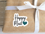 Printable happy mail sticker png, Cricut happy mail stickers, turquoise leopard print stickers, customer sticker, cute packaging ideas
